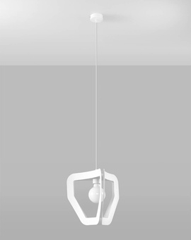 Lámpara colgante TRES blanca + 1x bombilla LED E27 4000K Fría 7,5W 650lm