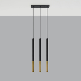 Lámpara colgante MOZAICA 3L negro/dorado