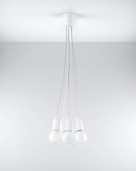DIEGO 5 lámpara colgante blanco + 5 x bombilla LED E27 4000K Fría 7,5W 650lm