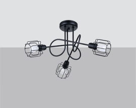 Lámpara de araña BELUCI 3S negra + 3 bombillas LED E14 3000K Cálida 7,5W 620lm
