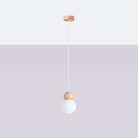 Lámpara colgante PEKKA 1 blanco/madera natural