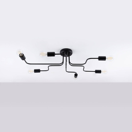 Lámpara de araña VECTOR 6 negra + 6X bombilla LED E27 3000K 7W 760lm