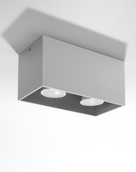 Plafond QUAD MAXI gris + 2x bombilla LED GU-10 3000K Cálida 7W 620lm