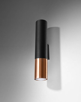 Aplique LOOPEZ negro/cobre + 2x bombilla LED GU-10 3000K Cálida 7W 620lm