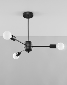 Araña LANGO 3 negra + 3x bombilla LED E27 3000K Cálida 7,5W 620lm