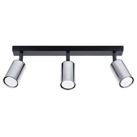 WINX 3 Plafón negro/cromo + 3x bombilla LED GU-10 3000K Cálido 7W 510lm
