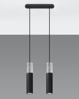 Lámpara colgante BORGIO 2 negra + 2x bombilla LED GU-10 4000K Fría 7W 630lm