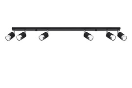 Plafond NERO 6 negro/cromo + 6x bombilla LED GU-10 4000K Fría 7W 630lm