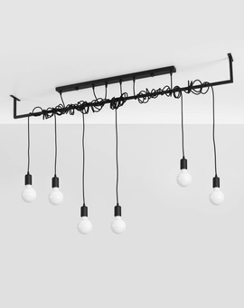 Lámpara de araña SALAMANCA 6 negra + 6x bombilla LED E27 3000K Cálida 7,5W 620lm