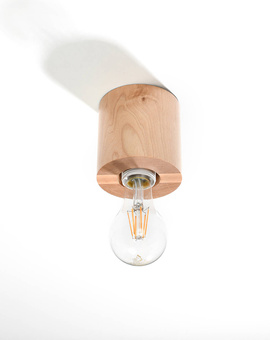 Plafond SALGADO madera natural + 1x bombilla LED E27 3000K Warm 7.5W 620lm