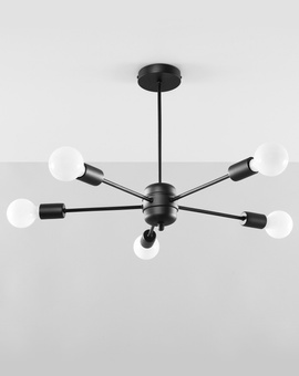 Araña LANGO 5 negra + 5x bombilla LED E27 4000K Fría 7,5W 650lm