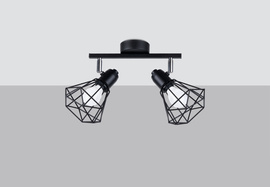 Plafond ARTEMIS 2 negro + 2x bombilla LED E14 3000K Cálido 7,5W 620lm