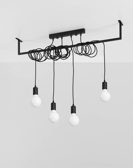 Lámpara SALAMANCA 4 negra + 4x bombilla LED E27 3000K Cálida 7.5W 620lm