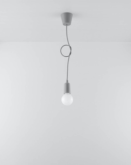 DIEGO 1 lámpara colgante gris + 1x bombilla LED E27 4000K Fría 7,5W 650lm