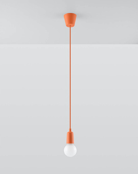 DIEGO 1 lámpara colgante naranja + 1x bombilla LED E27 4000K Fría 7,5W 650lm