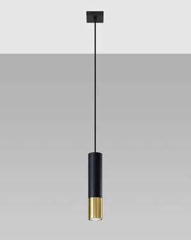 LOOPEZ 1 lámpara colgante negro/oro + 1x bombilla LED GU-10 3000K Warm 7W 620lm