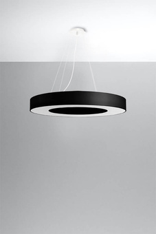 Lámpara SATURNO SLIM 70 negra + 6 bombillas LED E27 4000K Fría 7,5W 650lm
