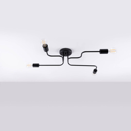 Lámpara de araña VECTOR 4 negra + 4X bombilla LED E27 3000K 7W 760lm