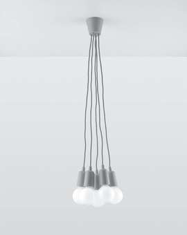 DIEGO 5 lámpara colgante gris + 5x bombilla LED E27 3000K Cálida 7,5W 620lm