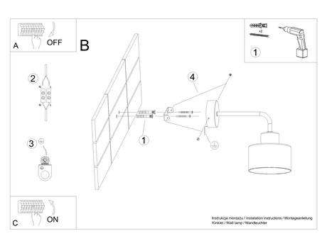 Aplique SAVAR 1 negro + 1x bombilla LED E27 4000K Fría 7,5W 690lm