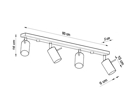 Plafond RING 4L blanco + 4x Bombilla LED GU-10 4000K Fría 7W 630lm