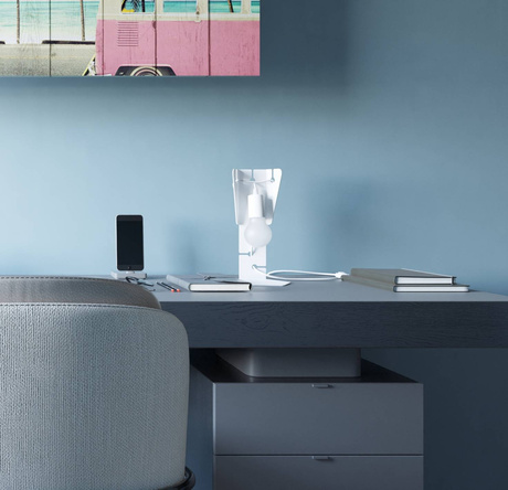 Lámpara de escritorio ARBY blanca + 1x bombilla LED E27 4000K Fría 7,5W 650lm