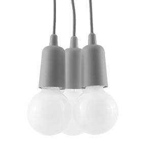 DIEGO 3 lámpara colgante gris + 3x bombilla LED E27 4000K Fría 7,5W 650lm