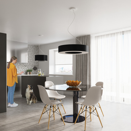 Lámpara SATURNO SLIM 50 negra + 5 bombillas LED E27 4000K Fría 7,5W 650lm