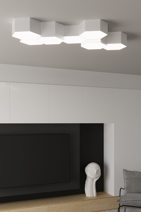 Plafond SUNDE 11 blanco + 2x bombilla LED E27 4000K Fría 7,5W 650lm