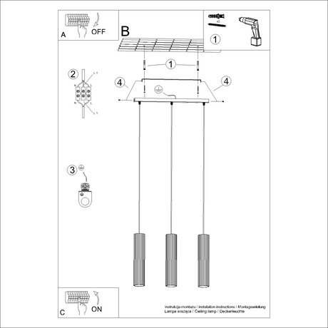 Lámpara colgante KARBON 3L taupe