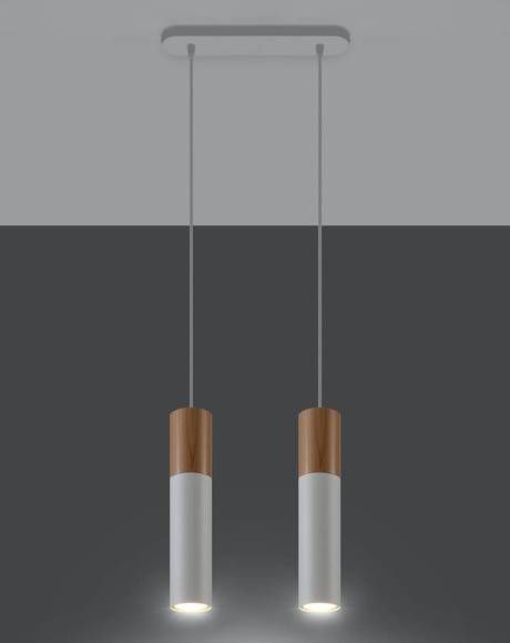 PABLO 2 lámpara colgante blanco + 2x bombilla LED GU-10 4000K Fría 7W 630lm