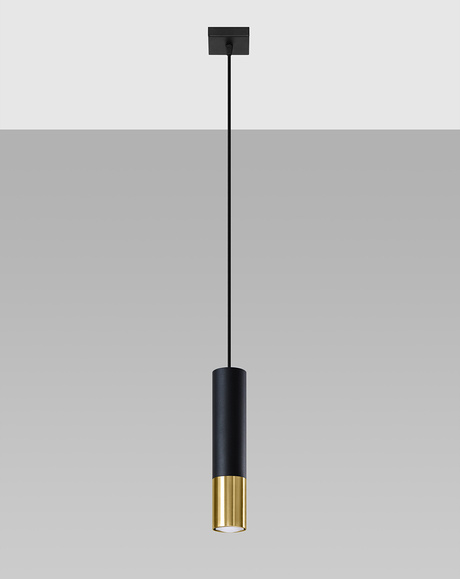 LOOPEZ 1 lámpara colgante negro/oro + 1x bombilla LED GU-10 4000K fría 7W 630lm