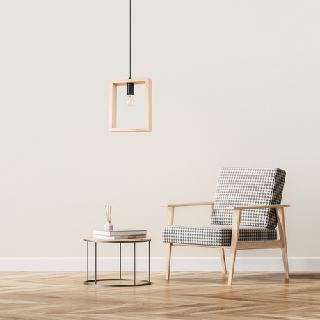 Lámpara colgante ARIES madera natural + 1x bombilla LED E27 3000K Cálida 7,5W 620lm