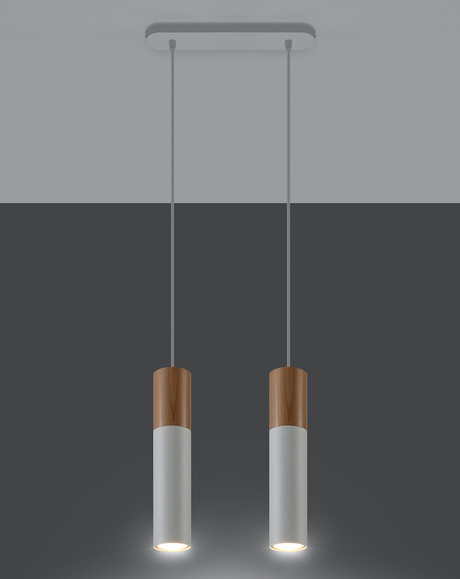 PABLO 2 lámpara colgante blanco + 2x bombilla LED GU-10 4000K Fría 7W 630lm