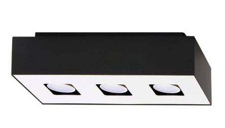 Plafond MONO 3 negro + 3x bombilla LED GU-10 3000K Cálido 7W 620lm