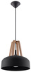 Lámpara colgante CASCO negro/madera natural + 1x bombilla LED E27 4000K Fría 7,5W 650lm