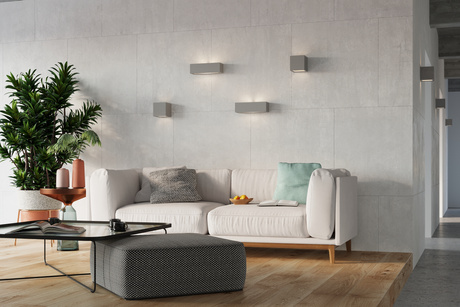 Aplique de cerámica VEGA gris + 1x bombilla LED E27 4000K Fría 7,5W 650lm