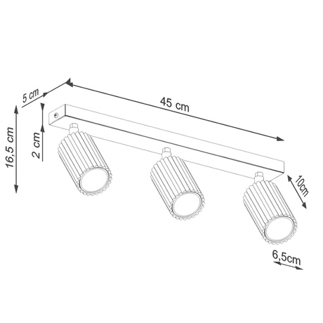 Lámpara de techo KARBON 3L rojo ocre
