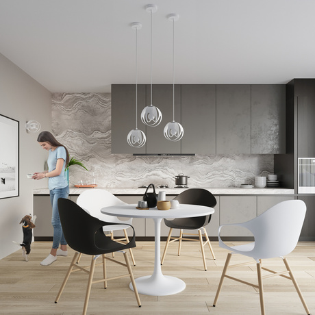 TULOS 3P lámpara colgante blanco + 3x bombilla LED E27 3000K Cálido 7,5W 620lm