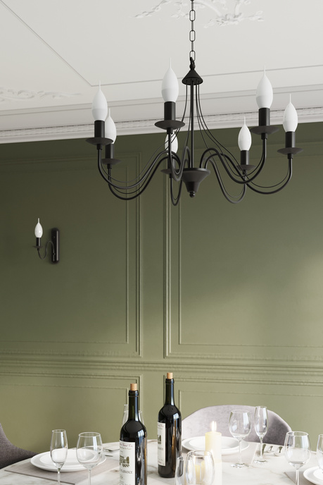 Aplique MINERWA negro + 1x bombilla LED E14 4000K Fría 7,5W 650lm