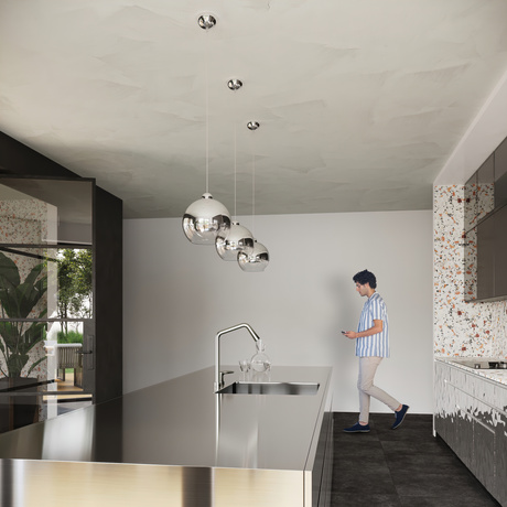 COSMO 25 lámpara colgante cromo + 1x bombilla LED E27 3000K Cálida 7,5W 620lm