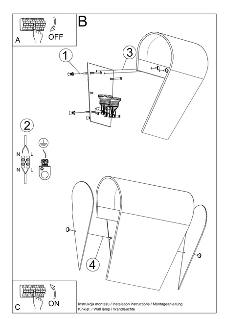 Aplique CLINO 2 + 2x bombilla LED E27 4000K Fría 7,5W 650lm