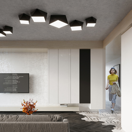 Plafond HEXA 25 NEGRO + 1x bombilla LED E27 4000K Fría 7,5W 650lm