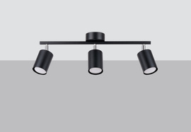 Plafond LEMMI 3 negro 3x Bombilla LED GU-10 4000K Fría 7W 530lm