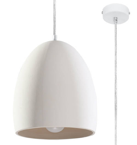 FLAWIUSZ lámpara colgante de cerámica blanco + 1x bombilla LED E27 3000K Cálido 7,5W 620lm
