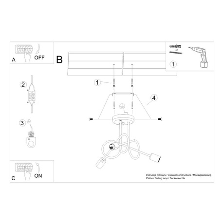 Lámpara de araña SUPEŁ 3 oro brillo + 3X bombilla LED E27 3000K 7W 760lm