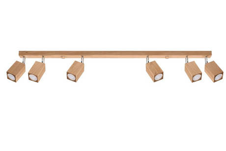 Plafond KEKE 6 roble + 6x bombilla LED GU-10 4000K Fría 7W 630lm
