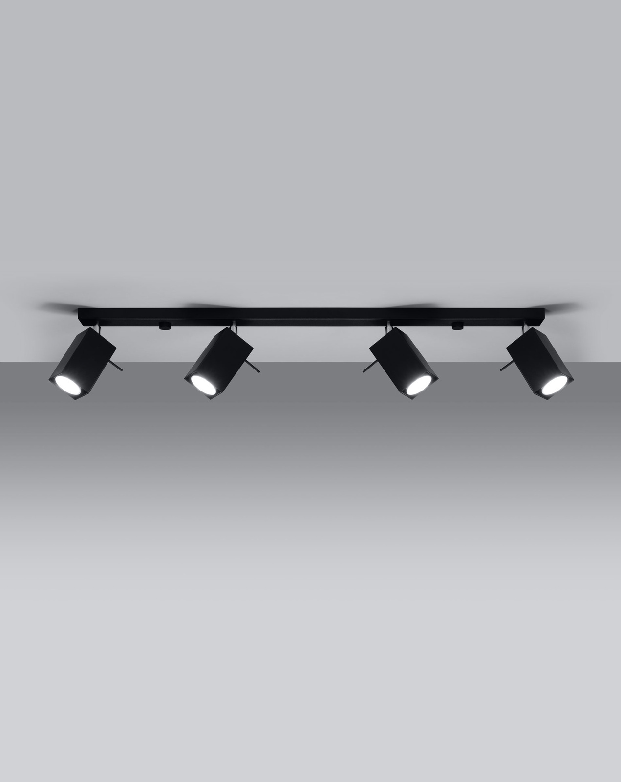 Plafond MERIDA 4L negro + 4x Bombilla LED GU-10 3000K Cálida 7W 620lm