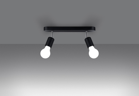 Plafond FORNES 2 negro + 2x bombilla LED E27 3000K Cálido 7,5W 620lm