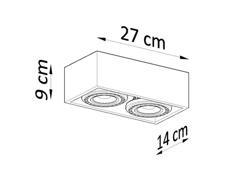 Plafond QUATRO 2 hormigón + 2x bombilla LED GU10 AR111 3000K Cálido 12W 800lm